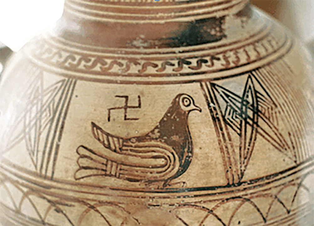 Ancient Greek vase with swastika symbols.