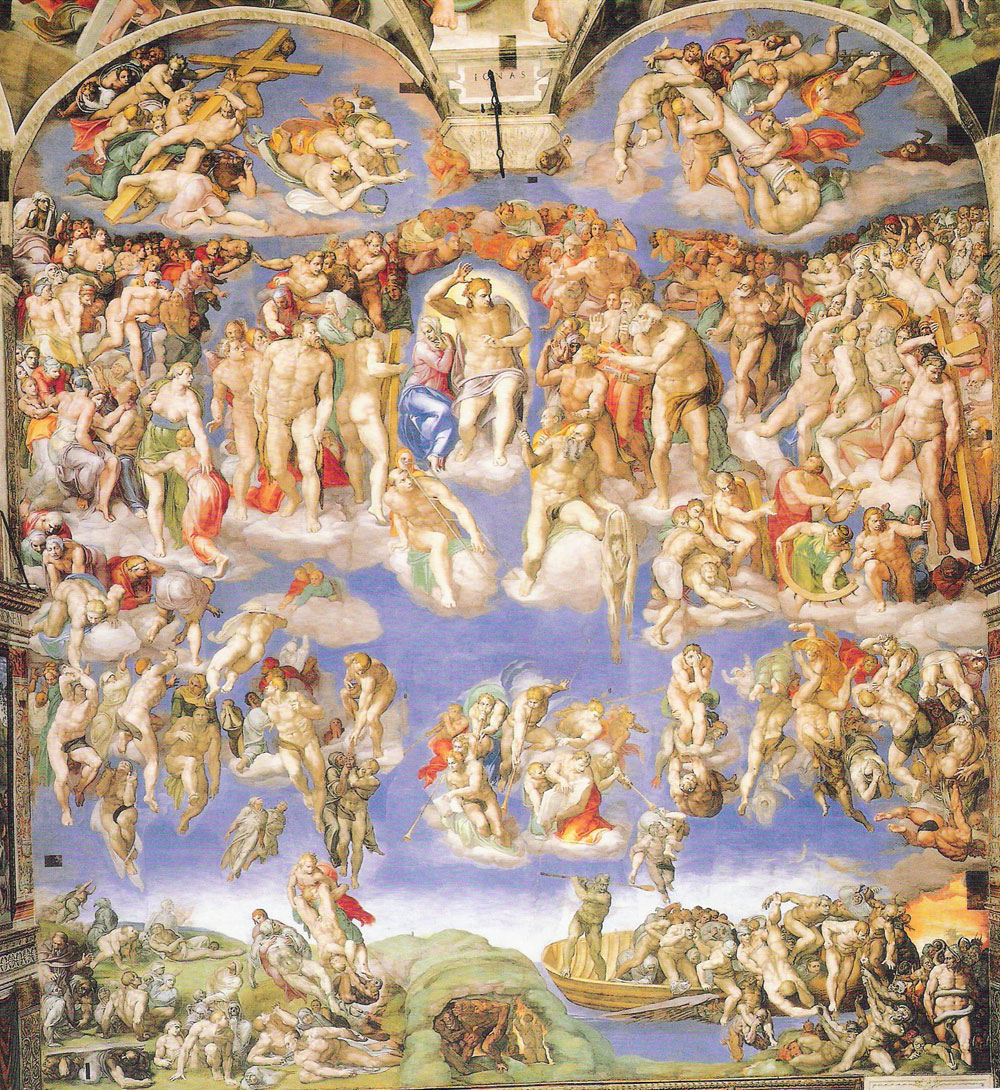 Michelangelo's magnificent Last Judgment inside the Sistine Chapel in Vatican City. (zhengjian.org) 